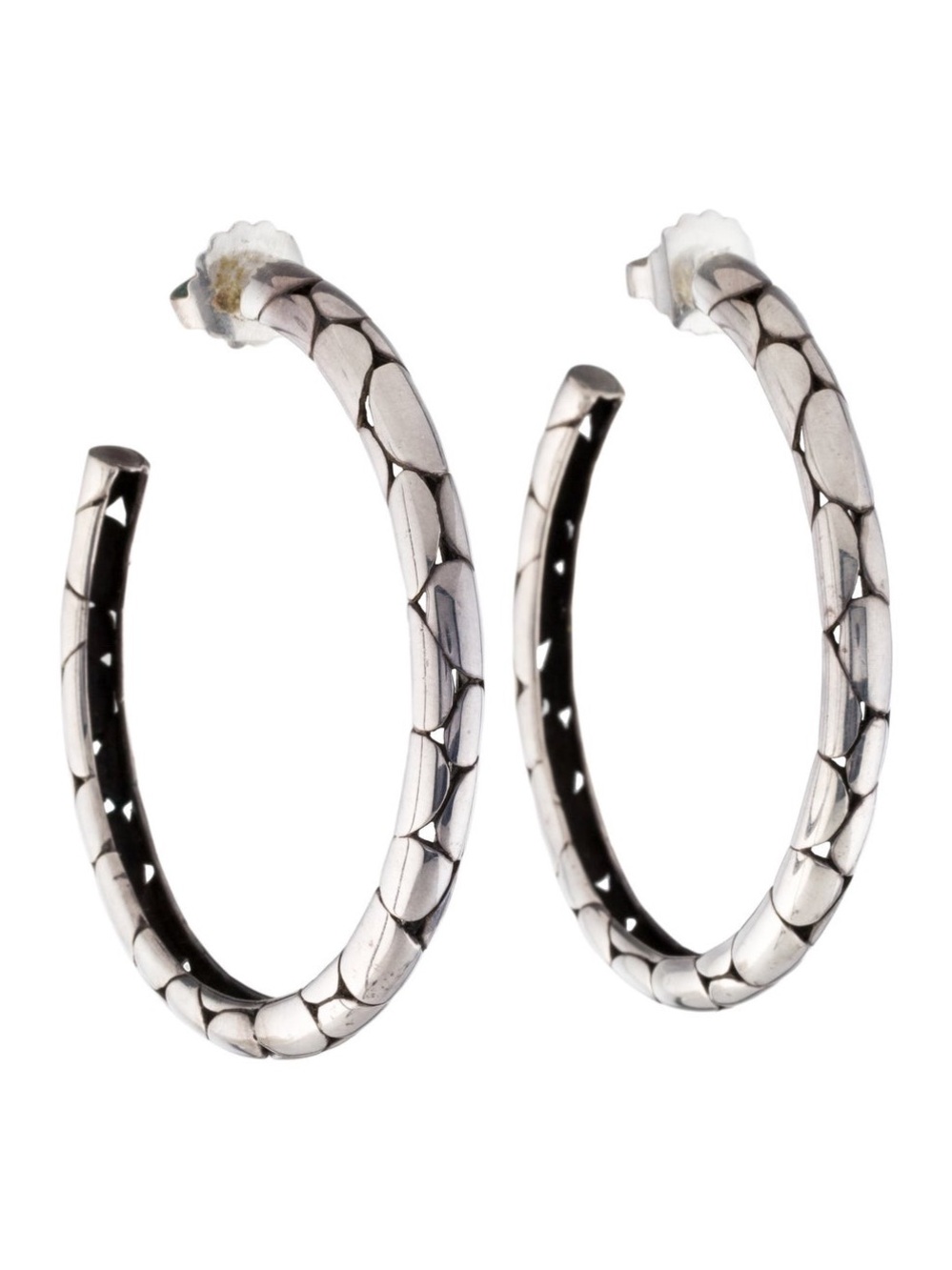John Hardy Silver Silver Hoop Earrings - Kali Pebble Collection